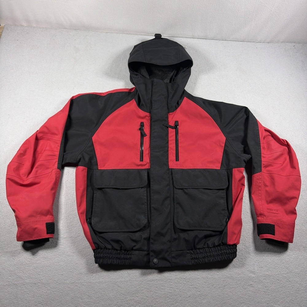Cabela's Jacket Mens Large Red Hooded Waterproof GORE-TEX Guidewear Outdoor